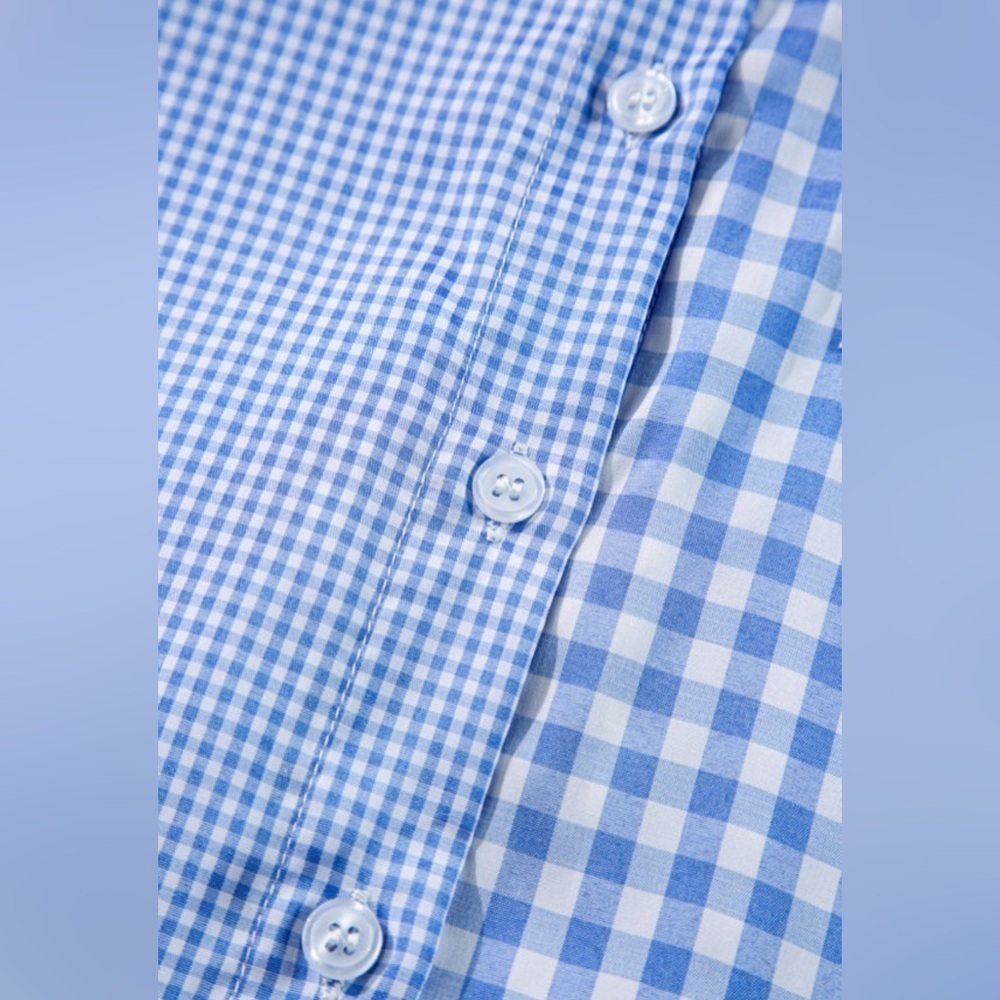 Plaid Patchwork Button-down Long Sleeve Shirt - Picture 6 of 7